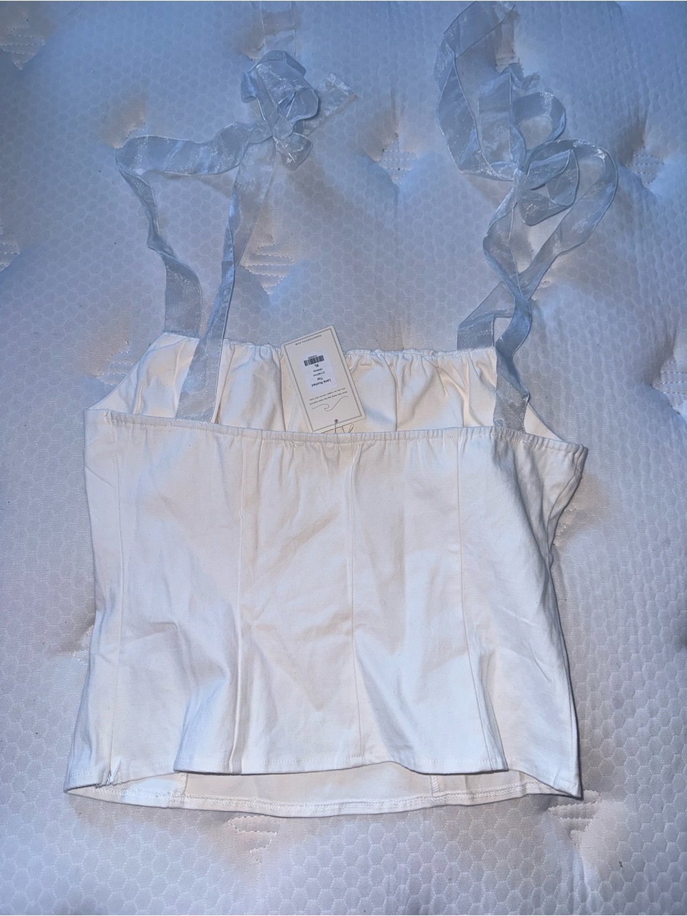 90. White Tie-Strap Bustier Top - Picture 5 of 8